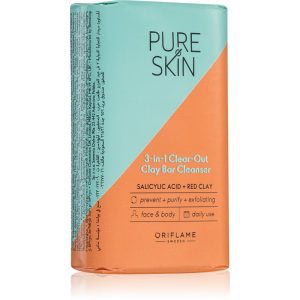 Oriflame Pure Skin sapun pentru curatare cu argila pentru față și corp 75 g-ro
