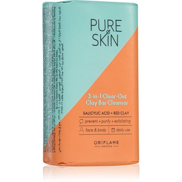 Oriflame Pure Skin sapun pentru curatare cu argila pentru față și corp 75 g-ro