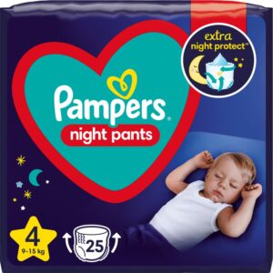 Pampers Night Pants Size 4 scutece de unică folosință tip chiloțel pentru noapte 9-15 kg 25 buc-Țena
