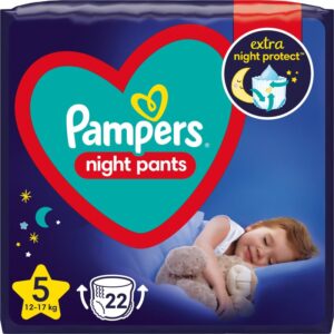 Pampers Night Pants Size 5 scutece de unică folosință tip chiloțel pentru noapte 12-17 kg 22 buc-ro