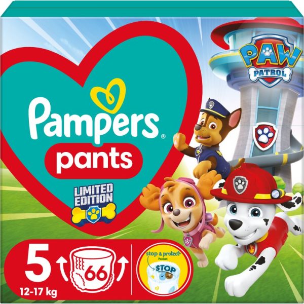 Pampers Pants Paw Patrol Size 5 scutece de unică folosință tip chiloțel 12-17 kg 66 buc-ro