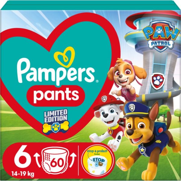 Pampers Pants Paw Patrol Size 6 scutece de unică folosință tip chiloțel 14-19 kg 60 buc-ro
