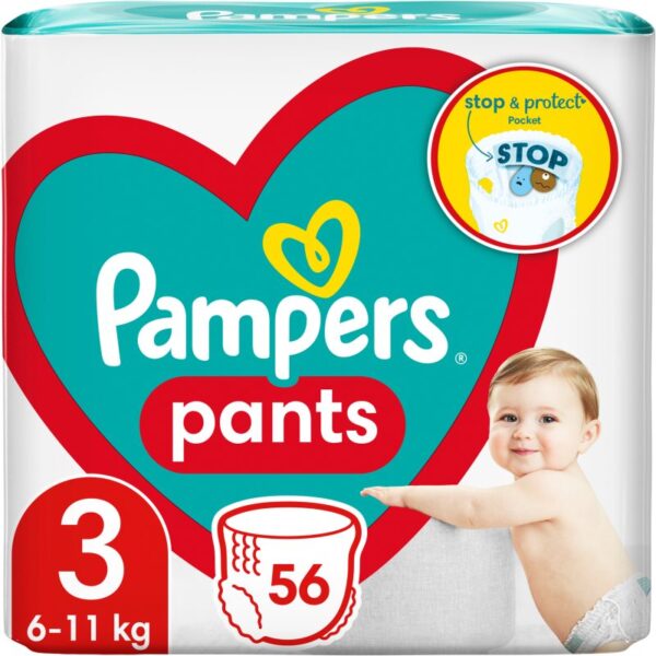Pampers Pants Size 3 scutece de unică folosință tip chiloțel 6-11 kg 56 buc-ro