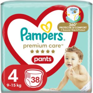 Pampers Premium Care Pants Maxi Size 4 scutece de unică folosință tip chiloțel 9-15 kg 38 buc-Țena