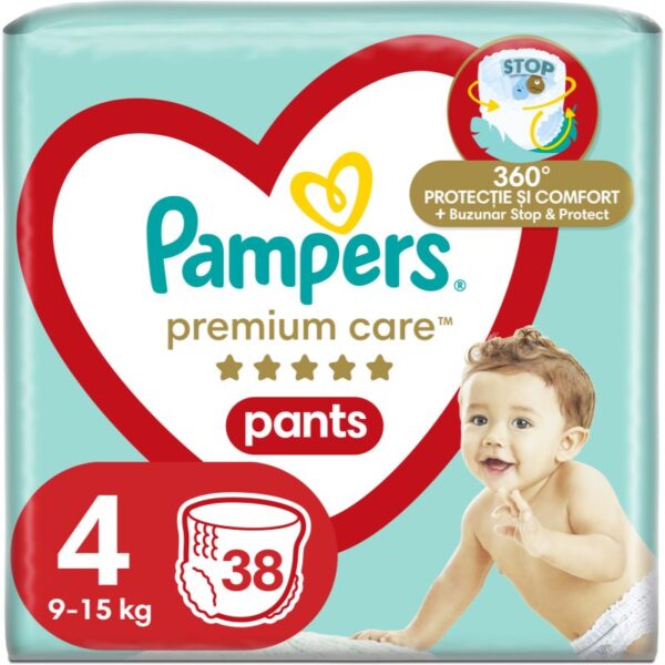 Pampers Premium Care Pants Maxi Size 4 scutece de unică folosință tip chiloțel 9-15 kg 38 buc-Țena