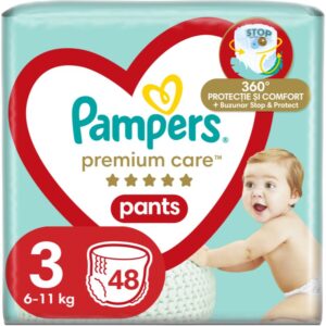 Pampers Premium Care Pants Size 3 scutece tip chiloțel 6-11kg 48 buc-ro