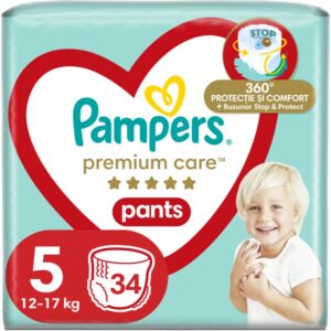 Pampers Premium Care Pants Size 5 scutece de unică folosință tip chiloțel 12-17 kg 34 buc-Țena