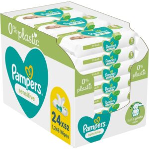 Pampers Sensitive Plastic Free Șervețele umede pentru copii pentru piele sensibila 24x52 buc-ro