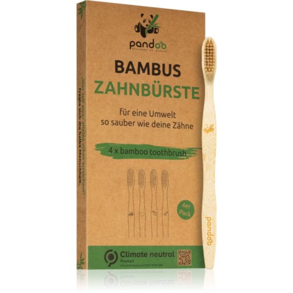 Pandoo Bamboo Toothbrush Periuta de dinti de bambus Medium Soft 4 buc-ro