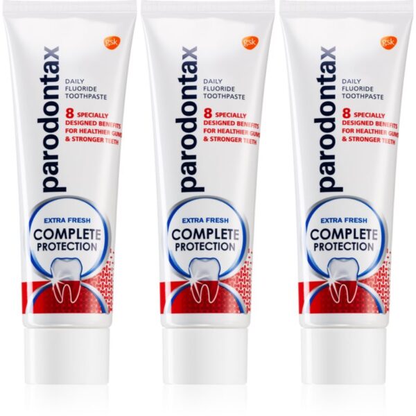 Parodontax Complete Protection Extra Fresh pasta de dinti cu Fluor pentru dinti sanatosi si gingii sanatoase 3x75 ml-Țena