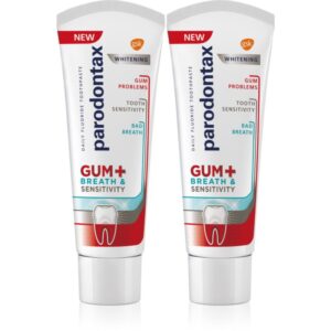 Parodontax Gum And Sens Whitening pasta de dinti cu efect innalbitor pentru dinti 2x75 ml-Țena