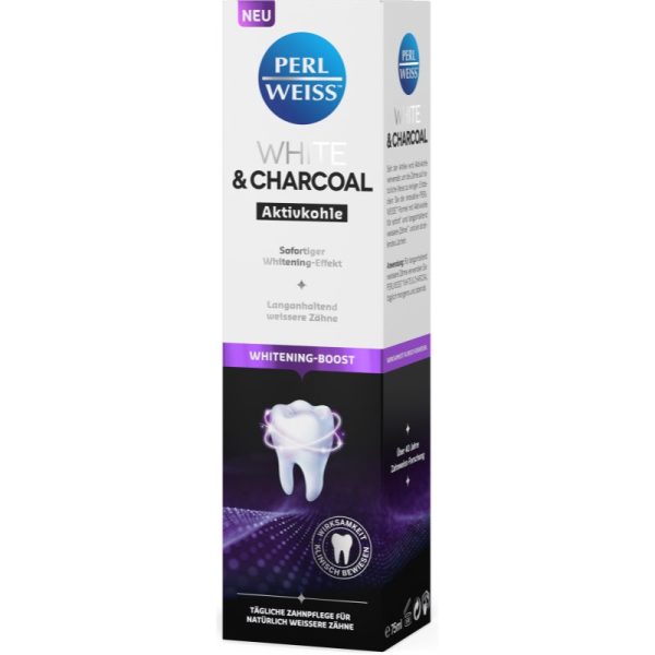 Perl Weiss White & Charcoal pasta de dinti pentru albire 75 ml-Țena