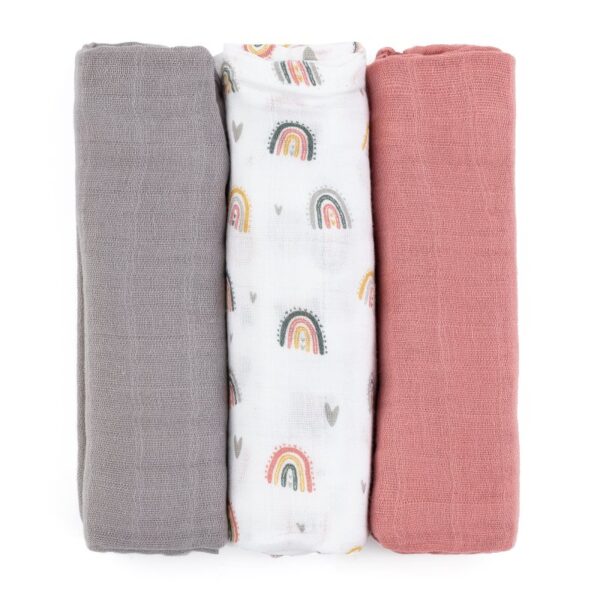 Petite&Mars Moussy scutece textile Rose Rainbows 68 x 68 cm 3 buc-Țena