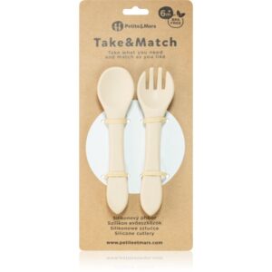 Petite&Mars Take&Match Silicone Cutlery tacâmuri Desert Sand 6 m+ 2 buc-ro
