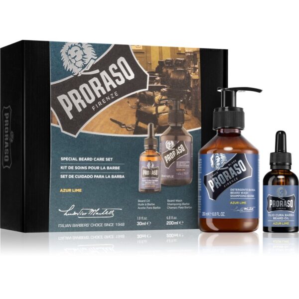 Proraso Set Beard Original set cadou pentru barbă pentru bărbați Azur Lime-ro