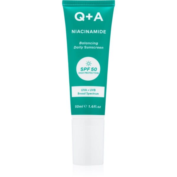 Q+A Niacinamide crema protectoare pentru fata SPF 50 50 ml-Țena
