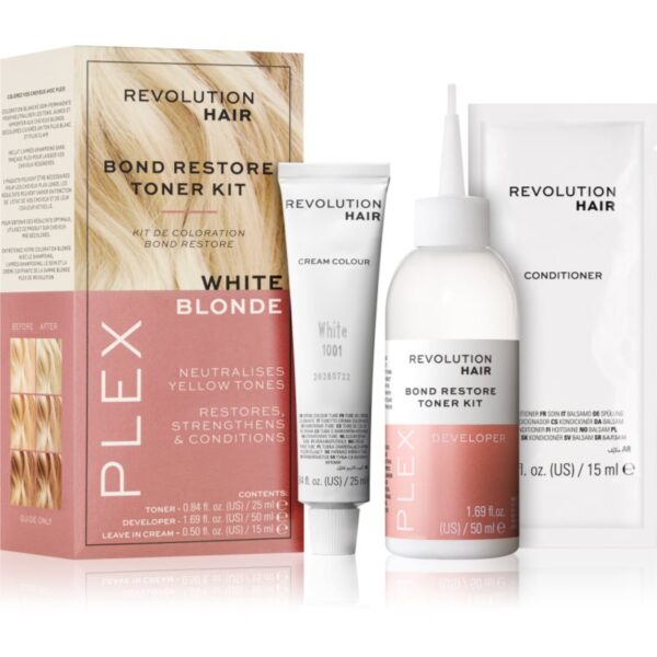 Revolution Haircare Plex Bond Restore Kit set pentru a evidentia culoarea parului culoare White Blonde-ro