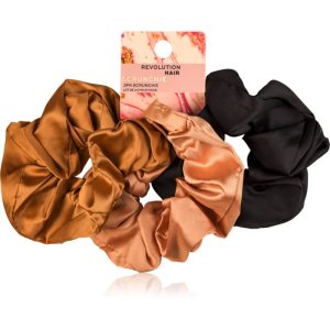 Revolution Haircare Satin Scrunchie Elastice pentru par culoare Black/Blush/Nude 3 buc-ro