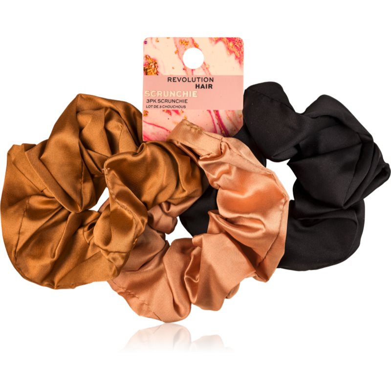 Revolution Haircare Satin Scrunchie Elastice pentru par culoare Black/Blush/Nude 3 buc-ro