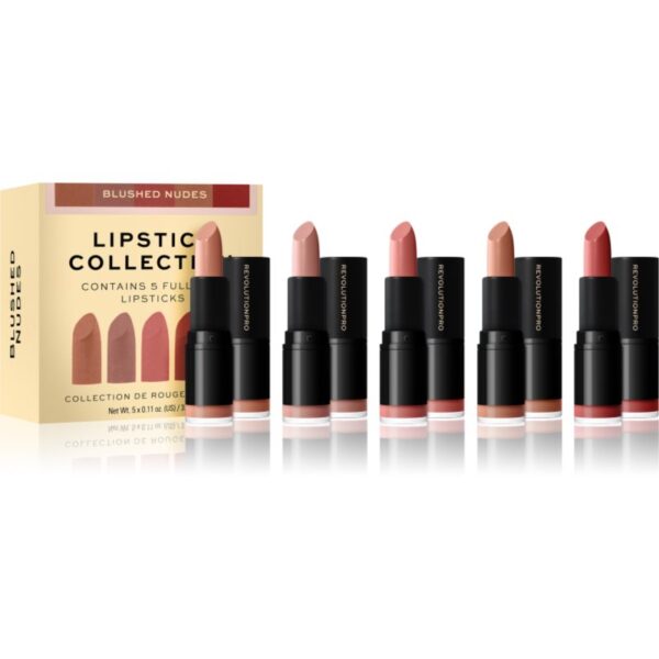 Revolution PRO Lipstick Collection ruj satinat set cadou culoare Blushed Nudes 5x3