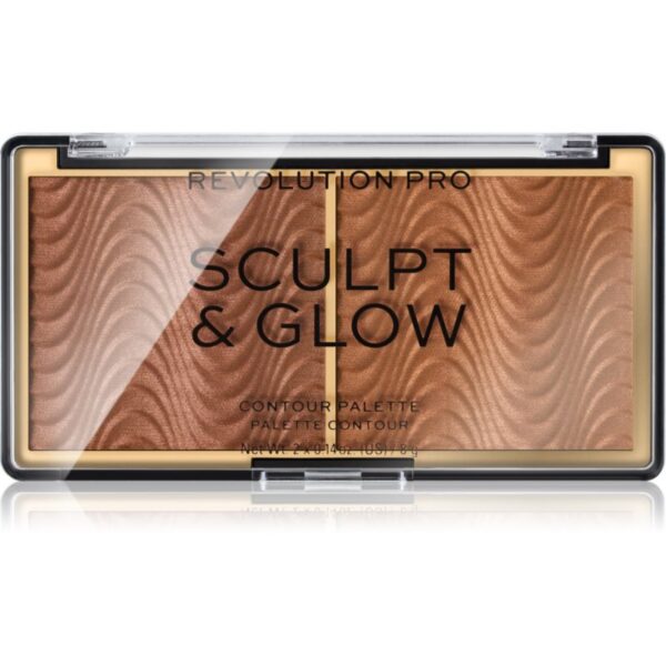Revolution PRO Sculpt And Glow paletă pentru contur și iluminare culoare Medium-Deep 8 g-Țena