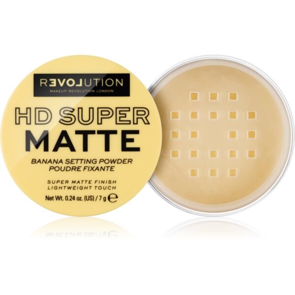 Revolution Relove HD Super Matte Pudră transparentă de fixare cu efect matifiant culoare Banana 7 g-ro