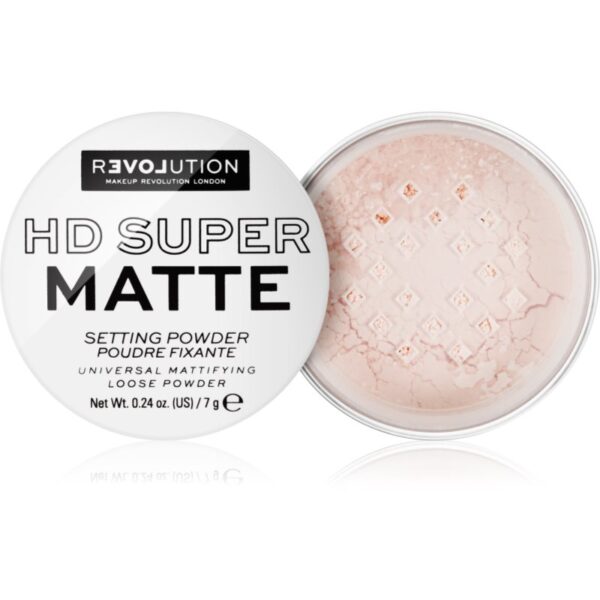 Revolution Relove HD Super Matte Pudră transparentă de fixare cu efect matifiant culoare Transparent 7 g-ro
