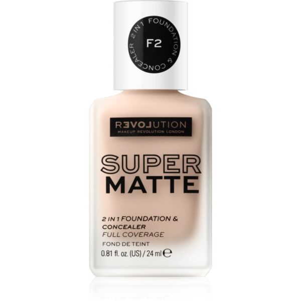 Revolution Relove Super Matte Foundation machiaj matifiant de lungă durată culoare F2 24 ml-ro