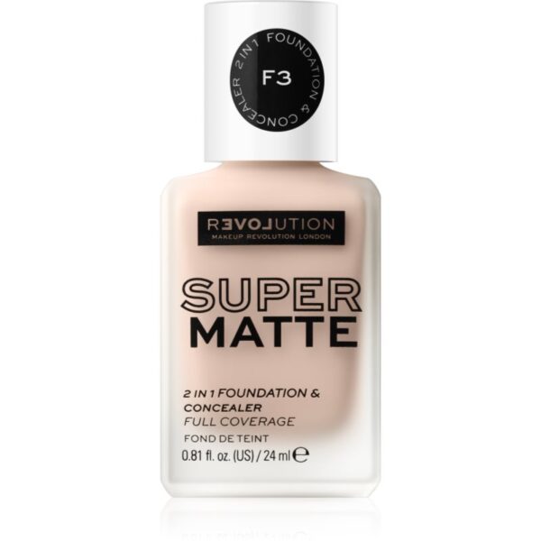 Revolution Relove Super Matte Foundation machiaj matifiant de lungă durată culoare F3 24 ml-ro