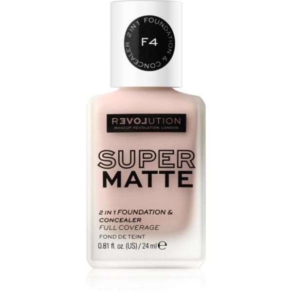Revolution Relove Super Matte Foundation machiaj matifiant de lungă durată culoare F4 24 ml-ro