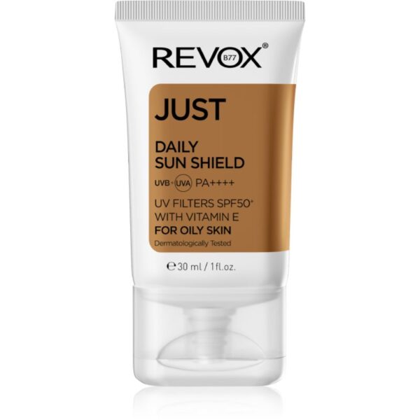 Revox B77 JUST Daily Sun Shield crema protectoare pentru tenul gras si mixt SPF 50+ 30 ml-ro