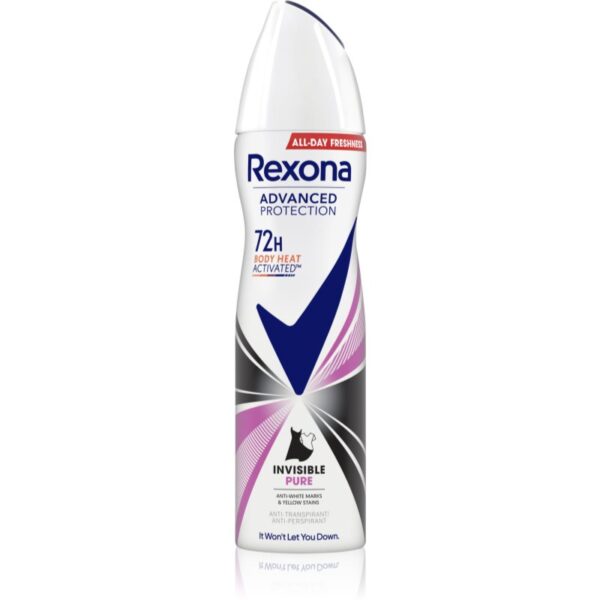 Rexona Advanced Protection Invisible Pure antiperspirant împotriva petelor albe și galbene 72 ore 150 ml-ro