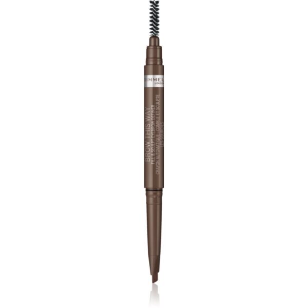 Rimmel Brow This Way creion pentru sprancene perie 2 in 1 culoare 002 Medium Brown 0