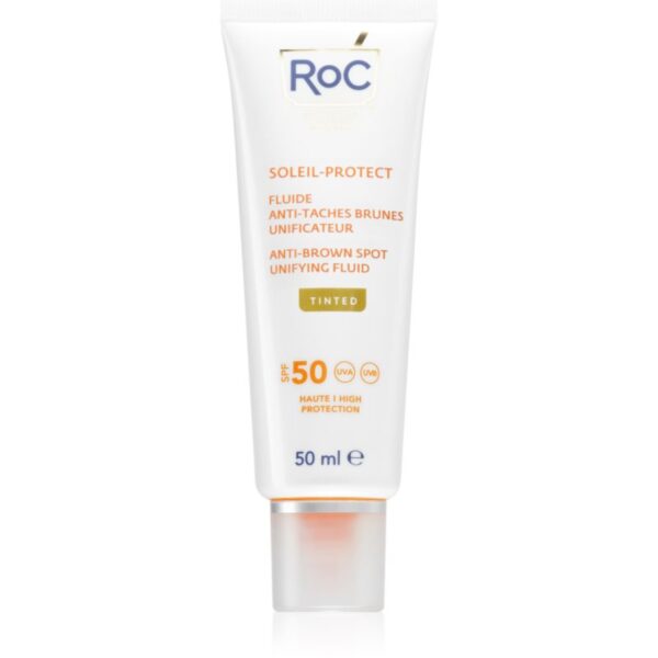 RoC Soleil Protect Anti Brown Spots Unifying Fluid Tinted lichid nuanțator pentru uniformizarea tenului SPF 50 cu vitamina C 50 ml-ro