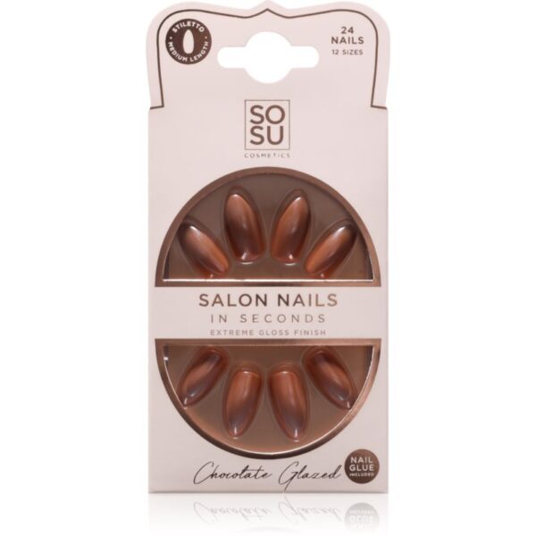 SOSU Cosmetics Salon Nails unghii artificiale culoare Chocolate Glazed 24 buc-Țena