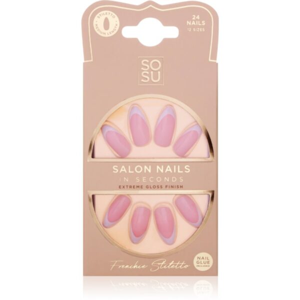 SOSU Cosmetics Salon Nails unghii artificiale culoare Frenchie 24 buc-ro