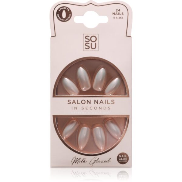 SOSU Cosmetics Salon Nails unghii artificiale culoare Milk Glazed 24 buc-Țena