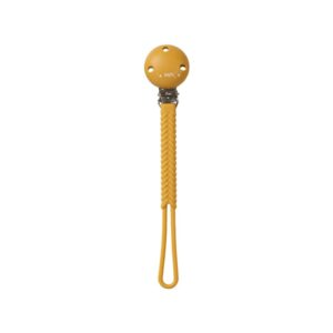 Saro Baby Braided Silicone Pacifier Holder clips pentru suzetă Mustard 1 buc-ro