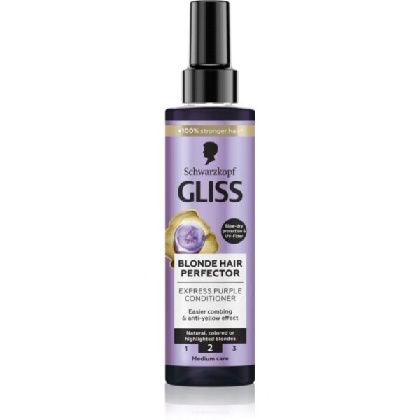 Schwarzkopf Gliss Blonde Hair Perfector balsam (nu necesita clatire) neutralizeaza tonurile de galben 200 ml-Țena