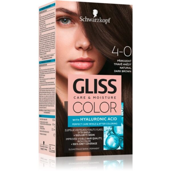 Schwarzkopf Gliss Color Culoare permanenta pentru par culoare 4-0 Natural Dark Brown 1 buc-Țena