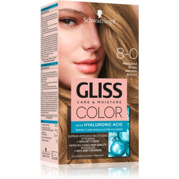 Schwarzkopf Gliss Color Culoare permanenta pentru par culoare 8-0 Natural Blonde 1 buc-Țena