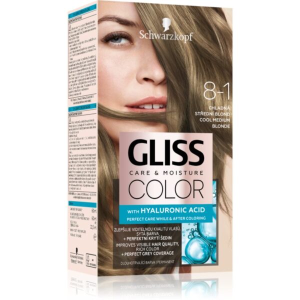 Schwarzkopf Gliss Color Culoare permanenta pentru par culoare 8-1 Cool Medium Blonde 1 buc-Țena