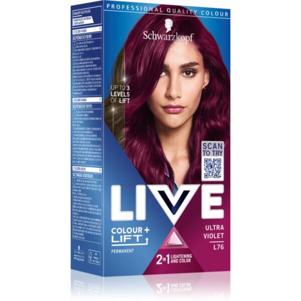 Schwarzkopf LIVE Colour + Lift Culoare permanenta pentru par culoare L76 Ultra Violet 1 buc-ro