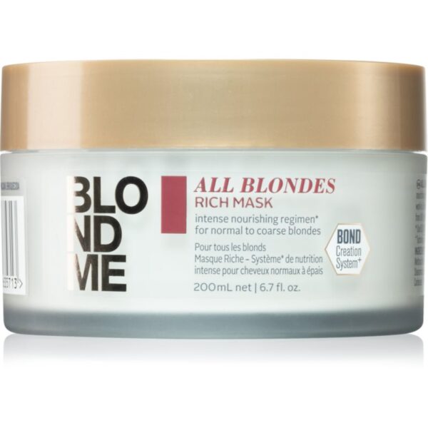 Schwarzkopf Professional Blondme All Blondes Rich masca hranitoare pentru par aspru. 200 ml-Țena