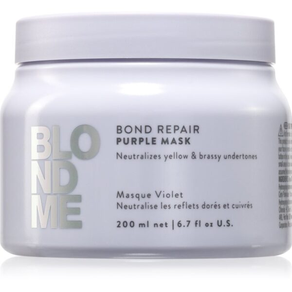Schwarzkopf Professional Blondme Bond Repair Purple Mask Masca de par neutralizeaza tonurile de galben 200 ml-Țena