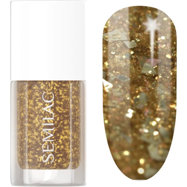 Semilac Glitter Nails lac de unghii cu efect de oglindă culoare 042 Flakes of Gold 7 ml-ro