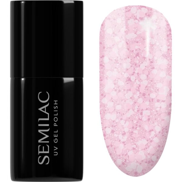 Semilac UV Hybrid Crushed_ICE unghii cu gel folosind UV / lampă cu LED culoare 491 Strawberry Ice 7 ml-Țena