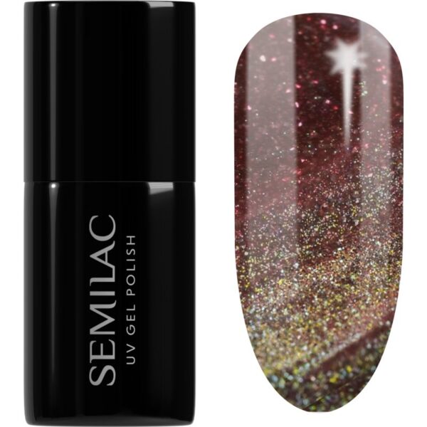 Semilac UV Hybrid Galaxy Flash unghii cu gel folosind UV / lampă cu LED culoare 824 Digital Red 7 ml-ro