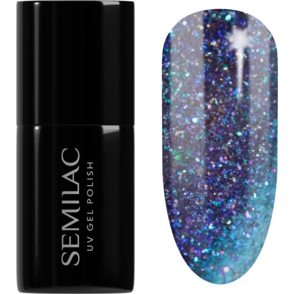 Semilac UV Hybrid Galaxy Flash unghii cu gel folosind UV / lampă cu LED culoare 826 Virtual Blue 7 ml-Țena