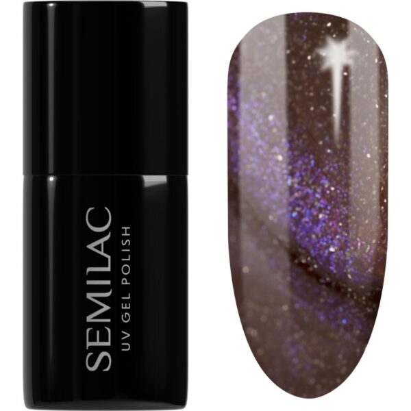 Semilac UV Hybrid Galaxy Flash unghii cu gel folosind UV / lampă cu LED culoare 827 AI Brown 7 ml-Țena